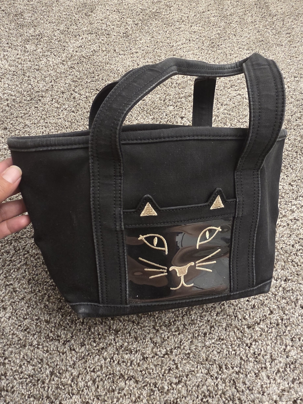 Charlotte Olympia Black Tote with Gold Cat Face